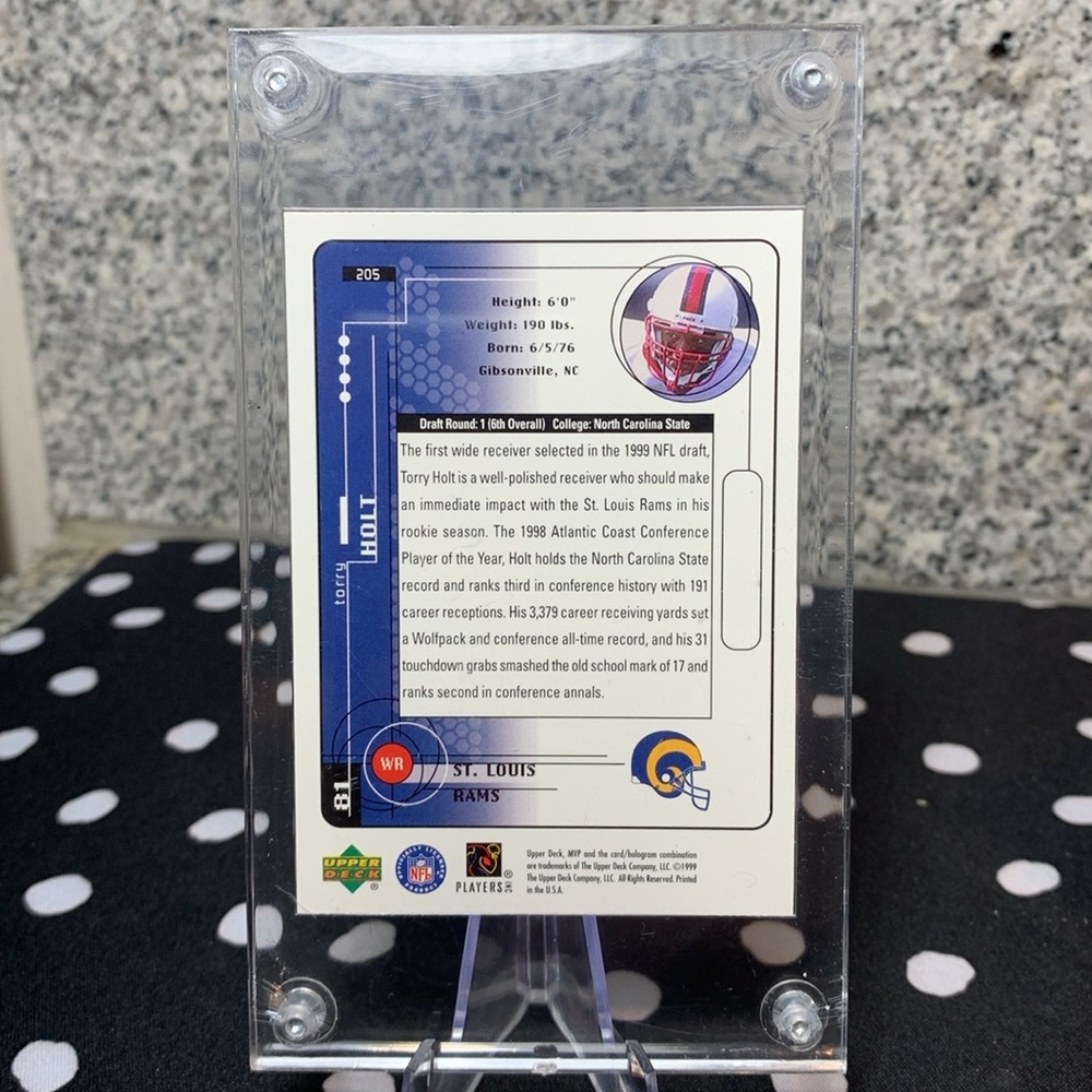 Isaac Bruce Stat Stars & Torry Holt Rookie Card STL LA Rams HOF In Case Nice!! - Picture 8 of 9